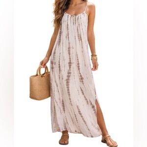 Zara Cream and Brown Patterned Dress